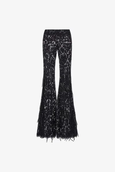 Roberto Cavalli Semi-transparent Lace Trousers In Black