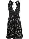 Roberto Cavalli Sequin-embellished Open-back Dress In Schwarz