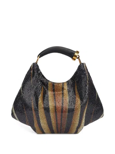 Roberto Cavalli Sequin-embellished Shoulder Bag In Black