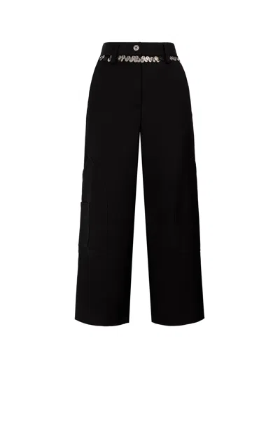 Roberto Cavalli Sequin-embellished Wide-leg Trousers In Black