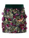 Roberto Cavalli Black Miniskirt With Multicolor Decorations In Multi