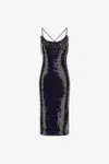 Roberto Cavalli Sequin-embellished Cross-back Dress In Black