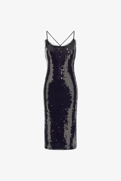 Roberto Cavalli Sequin Midi Dress In Black
