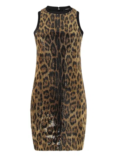 Roberto Cavalli Sequined Leopard Mini Dress In Animal Print