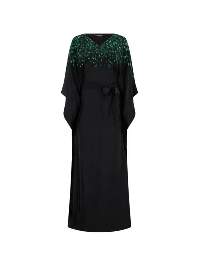 Roberto Cavalli Sequin-embellished Belted Maxi Dress In Black