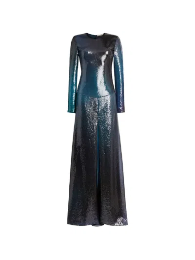 Roberto Cavalli Sequin-embellished Maxi Dress In Blue