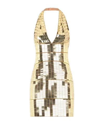 Roberto Cavalli Sequinned Mini Dress In Gold