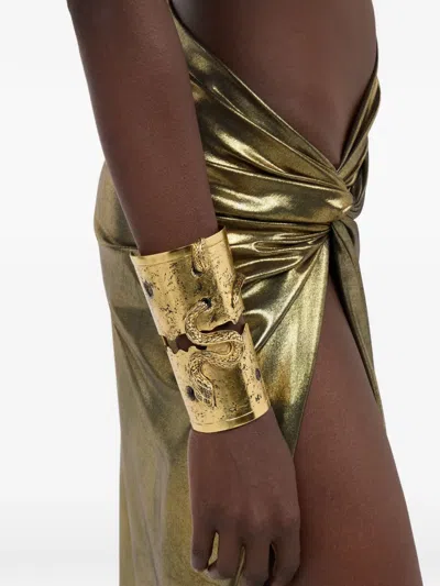 Roberto Cavalli Serpent-detail Cuff Bracelet In Green
