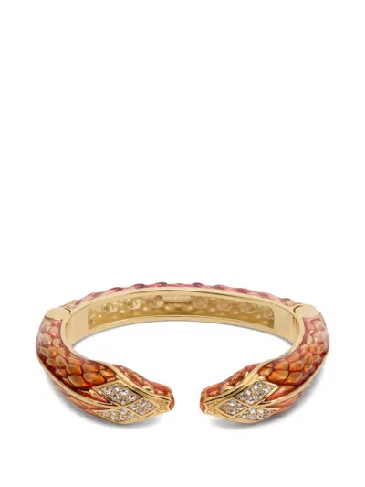 Roberto Cavalli Serpentine Crystal-embellished Bracelet In Gold