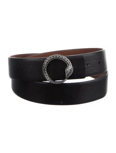 Pre-owned Roberto Cavalli Serpentine Leather Belt In Black