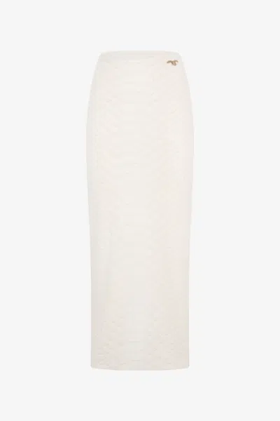 Roberto Cavalli Serpentine Print Skirt In White