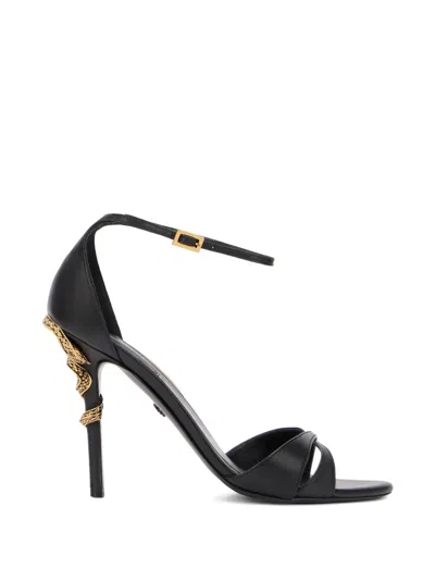 Roberto Cavalli Serpentine Sandals In Black