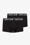 Roberto Cavalli Set Of Two Boxer Shorts With Logo Band In Black