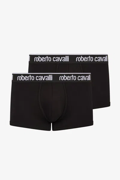 Roberto Cavalli Set Of Two Boxer Shorts With Logo Band In Black