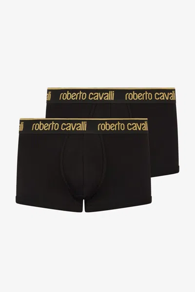 Roberto Cavalli Set Of Two Boxer Shorts With Logo Band In Black
