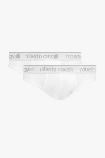 Roberto Cavalli Set Of Two Briefs With Logo Band In White