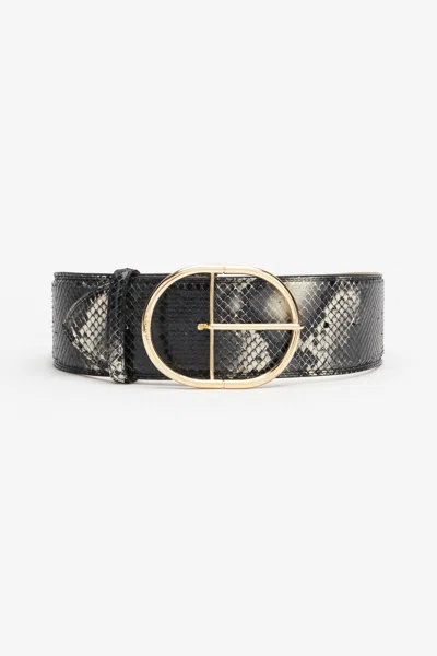 Roberto Cavalli Shaped Belt In Printed Leather In Black