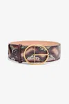 Roberto Cavalli Shaped Belt In Printed Leather In Purple