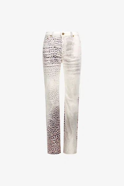 Roberto Cavalli Shark Print Jeans In White