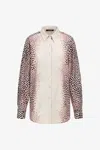 Roberto Cavalli Printed Button Down Short Shirt Dress In Ivory