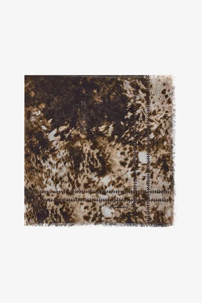 Roberto Cavalli Shawl With Appaloosa Print In Brown