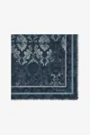 Roberto Cavalli Shawl With Brocade Print In Dark Blue