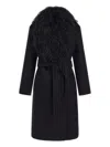 Roberto Cavalli Shearling-collar Coat In Black