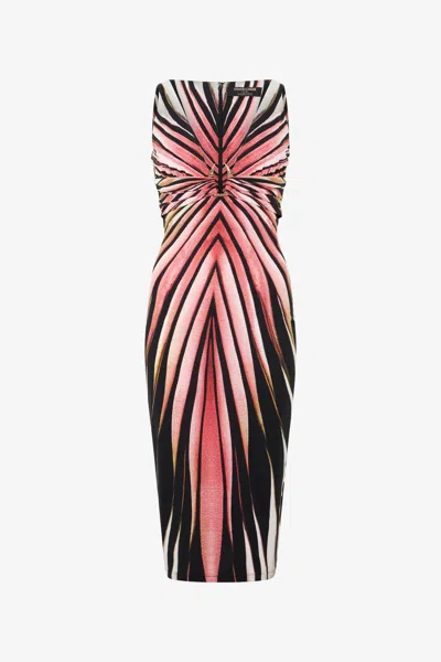 Roberto Cavalli Sheath Dress With Ray Of Pink Print