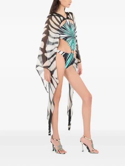 Roberto Cavalli Sheer Ray Of Sea Printed Cover-up In Blue
