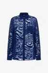 Roberto Cavalli Sheer Zebra Shirt In Blue