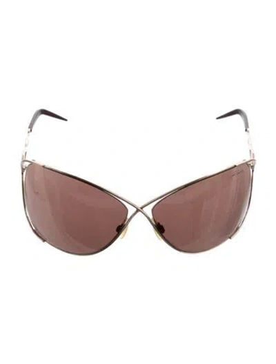 Pre-owned Roberto Cavalli Shield Mirrored Sunglasses In Gold