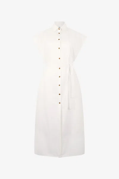Roberto Cavalli Shirt Dress With Belt In White