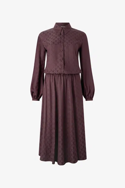 Roberto Cavalli Shirt Dress With Mirror Snake Monogram In Purple