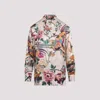 Roberto Cavalli Silk Floral Print Shirt In White