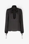 Roberto Cavalli Shirt With Bow And Cutout In Black