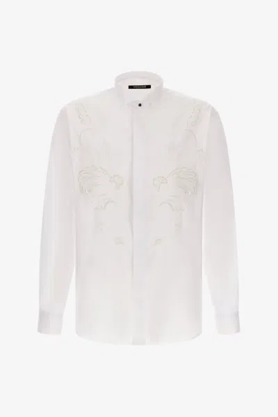 Roberto Cavalli Shirt With Embroidered Details In White