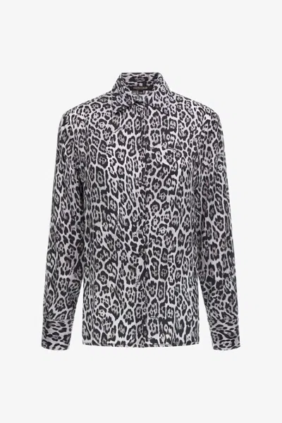 Roberto Cavalli Shirt With Jaguar Print In Black