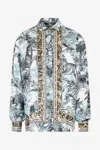 Roberto Cavalli Shirt With Jungle And Python Print In Light Blue