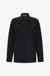Roberto Cavalli Bead-embellished Appliqué Viscose Shirt In Black
