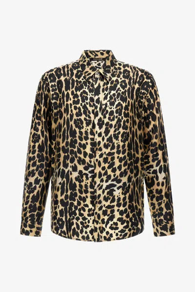 Roberto Cavalli Shirt With Leopard Print In Light Brown