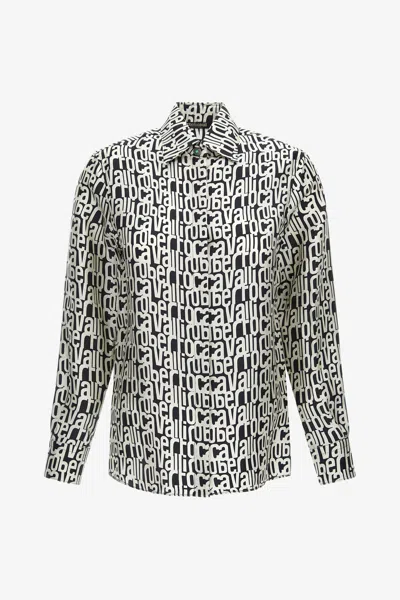 Roberto Cavalli Shirt With Logo In Black/white