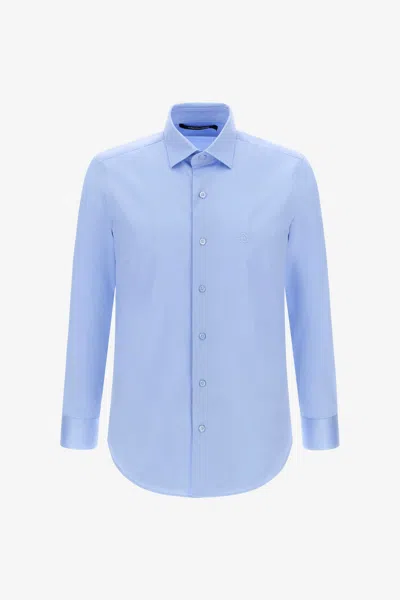 Roberto Cavalli Shirt With Monogram Rc In Light Blue