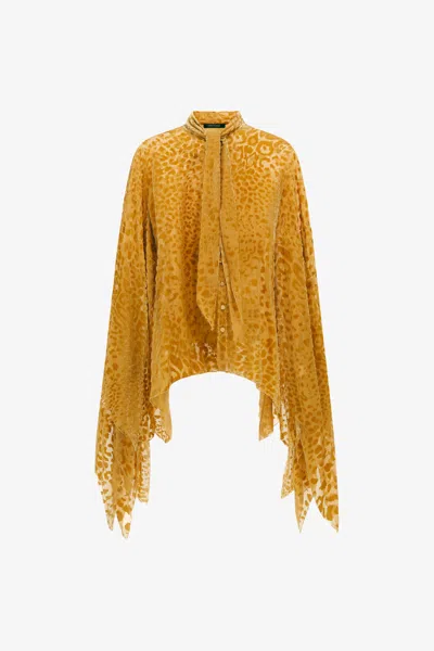 Roberto Cavalli Shirt With Wide Sleeves In Yellow