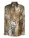 Roberto Cavalli Leo Printed Silk Twill Jacket In Beige