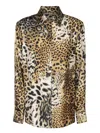 Roberto Cavalli Leo Printed Silk Twill Jacket In Beige