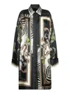 Roberto Cavalli Graphic Print Long Sleeve Longline Top In Multi