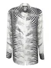 Roberto Cavalli Zebra Black And White Silk Shirt In Black