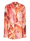 Roberto Cavalli Feather Printed Regular Shirt In Orange