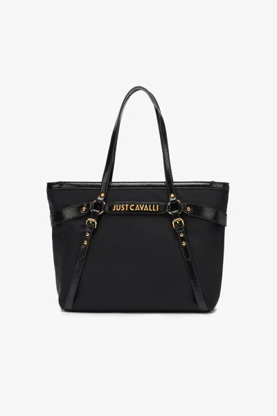 Roberto Cavalli Shopper Bag With Straps In Black