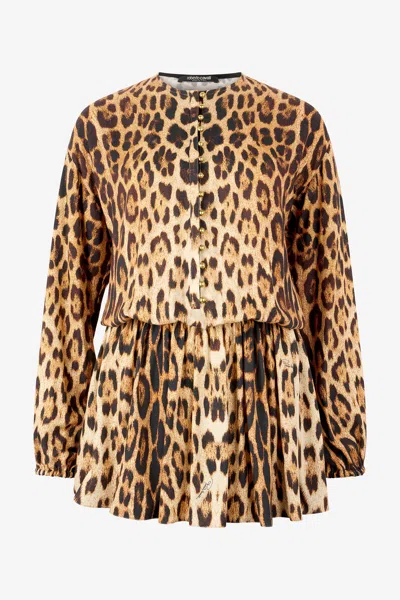 Roberto Cavalli Short Dress With Jaguar Skin Print